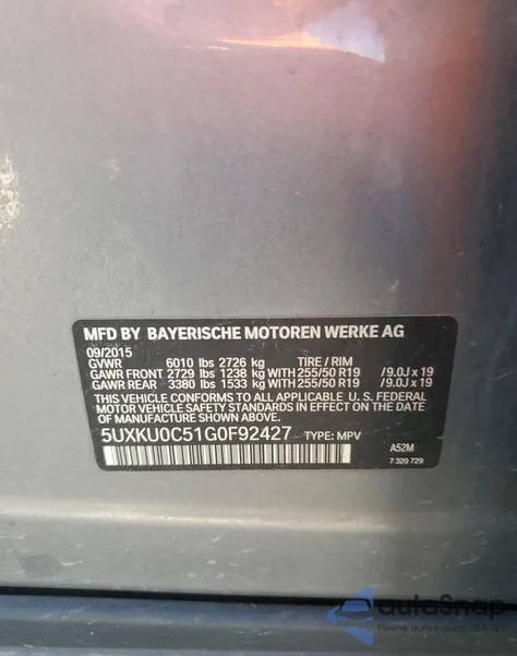 2016 BMW X6 Sdrive35I из США, поврежденный, VIN 5UXKU0C51G0F92427